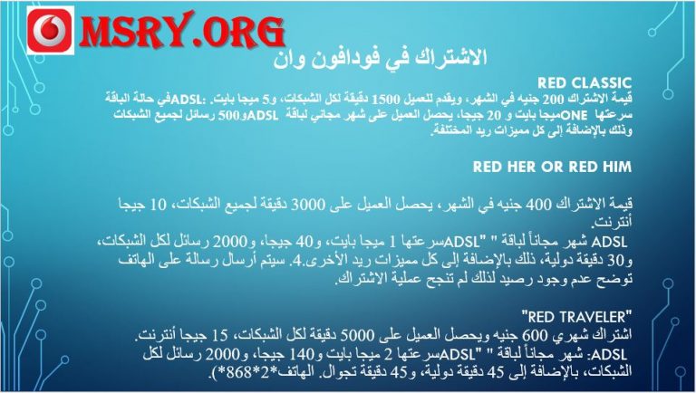 ارسال رسالة تجوال فودافون