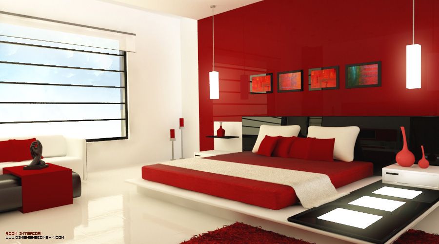 غرفة نوم شكلها روعه لونها احمر